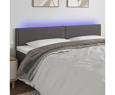 Galvūgalis su LED, pilkos spalvos, 200x5x78/88cm, dirbtinė oda