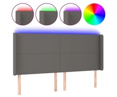 Galvūgalis su LED, pilkos spalvos, 203x16x118/128 cm