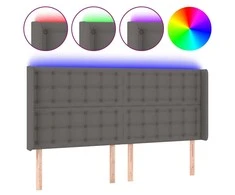 Galvūgalis su LED, pilkos spalvos, 203x16x118/128 cm
