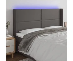 Galvūgalis su LED, pilkos spalvos, 203x16x118/128 cm