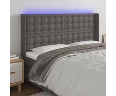 Galvūgalis su LED, pilkos spalvos, 203x16x118/128 cm