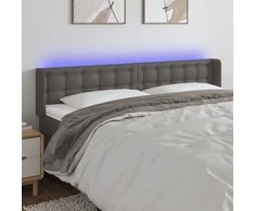 Galvūgalis su LED, pilkos spalvos, 203x16x78/88cm, dirbtinė oda