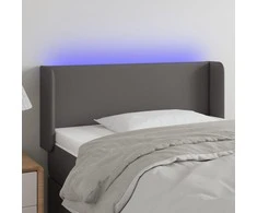 Galvūgalis su LED, pilkos spalvos, 83x16x78/88cm, dirbtinė oda