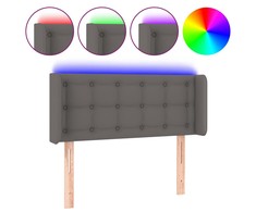 Galvūgalis su LED, pilkos spalvos, 83x16x78/88cm, dirbtinė oda