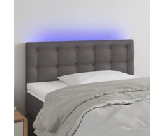 Galvūgalis su LED, pilkos spalvos, 90x5x78/88cm, dirbtinė oda