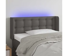 Galvūgalis su LED, pilkos spalvos, 93x16x78/88cm, dirbtinė oda