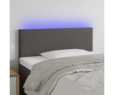 Galvūgalis su LED, pilkos spalvos,100x5x78/88cm, dirbtinė oda