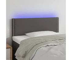 Galvūgalis su LED, pilkos spalvos,100x5x78/88cm, dirbtinė oda