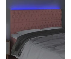 Galvūgalis su LED, rožinės spalvos, 100x7x118/128cm, aksomas