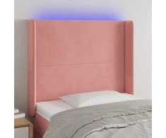 Galvūgalis su LED, rožinės spalvos, 103x16x118/128cm, aksomas