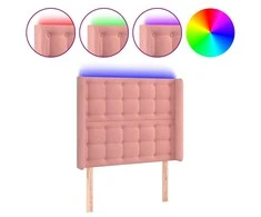 Galvūgalis su LED, rožinės spalvos, 103x16x118/128cm, aksomas