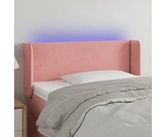 Galvūgalis su LED, rožinės spalvos, 103x16x78/88cm, aksomas