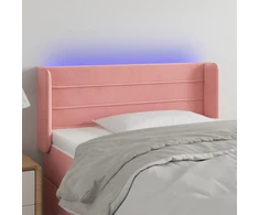 Galvūgalis su LED, rožinės spalvos, 103x16x78/88cm, aksomas