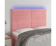 Galvūgalis su LED, rožinės spalvos, 144x5x118/128cm, aksomas