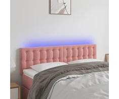 Galvūgalis su LED, rožinės spalvos, 144x5x78/88cm, aksomas