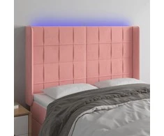 Galvūgalis su LED, rožinės spalvos, 147x16x118/128cm, aksomas