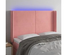 Galvūgalis su LED, rožinės spalvos, 147x16x118/128cm, aksomas