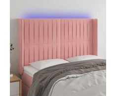 Galvūgalis su LED, rožinės spalvos, 147x16x118/128cm, aksomas