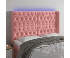 Galvūgalis su LED, rožinės spalvos, 147x16x118/128cm, aksomas