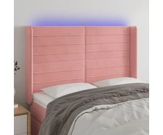 Galvūgalis su LED, rožinės spalvos, 147x16x118/128cm, aksomas