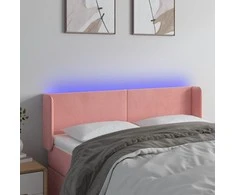 Galvūgalis su LED, rožinės spalvos, 147x16x78/88cm, aksomas