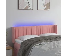 Galvūgalis su LED, rožinės spalvos, 147x16x78/88cm, aksomas