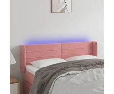 Galvūgalis su LED, rožinės spalvos, 147x16x78/88cm, aksomas