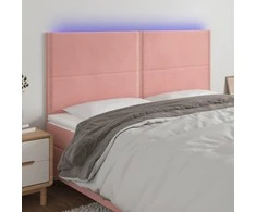 Galvūgalis su LED, rožinės spalvos, 160x5x118/128cm, aksomas