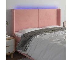 Galvūgalis su LED, rožinės spalvos, 163x16x118/128cm, aksomas