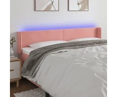 Galvūgalis su LED, rožinės spalvos, 163x16x78/88 cm, aksomas