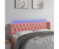 Galvūgalis su LED, rožinės spalvos, 163x16x78/88 cm, aksomas