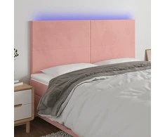 Galvūgalis su LED, rožinės spalvos, 180x5x118/128cm, aksomas