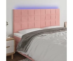 Galvūgalis su LED, rožinės spalvos, 180x5x118/128cm, aksomas