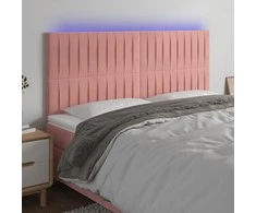 Galvūgalis su LED, rožinės spalvos, 180x5x118/128cm, aksomas