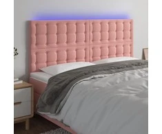Galvūgalis su LED, rožinės spalvos, 180x5x118/128cm, aksomas