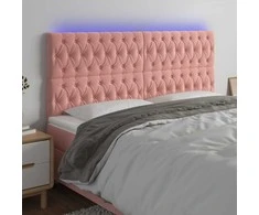 Galvūgalis su LED, rožinės spalvos, 180x7x118/128cm, aksomas