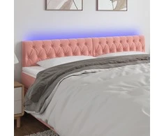 Galvūgalis su LED, rožinės spalvos, 180x7x78/88 cm, aksomas