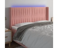 Galvūgalis su LED, rožinės spalvos, 183x16x118/128cm, aksomas