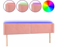 Galvūgalis su LED, rožinės spalvos, 183x16x78/88 cm, aksomas