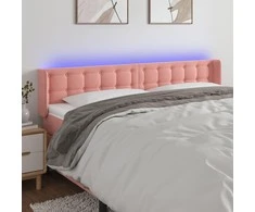 Galvūgalis su LED, rožinės spalvos, 183x16x78/88 cm, aksomas
