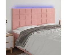 Galvūgalis su LED, rožinės spalvos, 200x5x118/128cm, aksomas