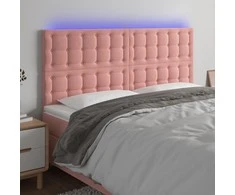 Galvūgalis su LED, rožinės spalvos, 200x5x118/128cm, aksomas