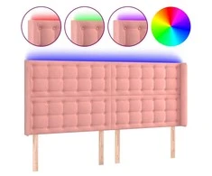 Galvūgalis su LED, rožinės spalvos, 203x16x118/128cm, aksomas