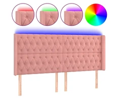Galvūgalis su LED, rožinės spalvos, 203x16x118/128cm, aksomas