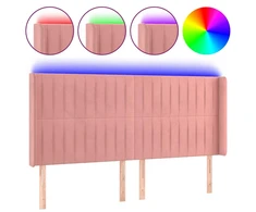 Galvūgalis su LED, rožinės spalvos, 203x16x118/128cm, aksomas