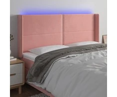 Galvūgalis su LED, rožinės spalvos, 203x16x118/128cm, aksomas