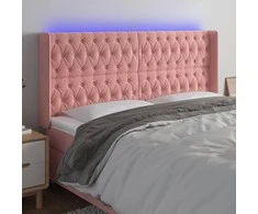 Galvūgalis su LED, rožinės spalvos, 203x16x118/128cm, aksomas