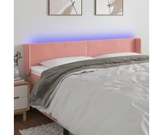 Galvūgalis su LED, rožinės spalvos, 203x16x78/88cm, aksomas
