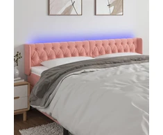 Galvūgalis su LED, rožinės spalvos, 203x16x78/88cm, aksomas