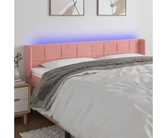 Galvūgalis su LED, rožinės spalvos, 203x16x78/88cm, aksomas